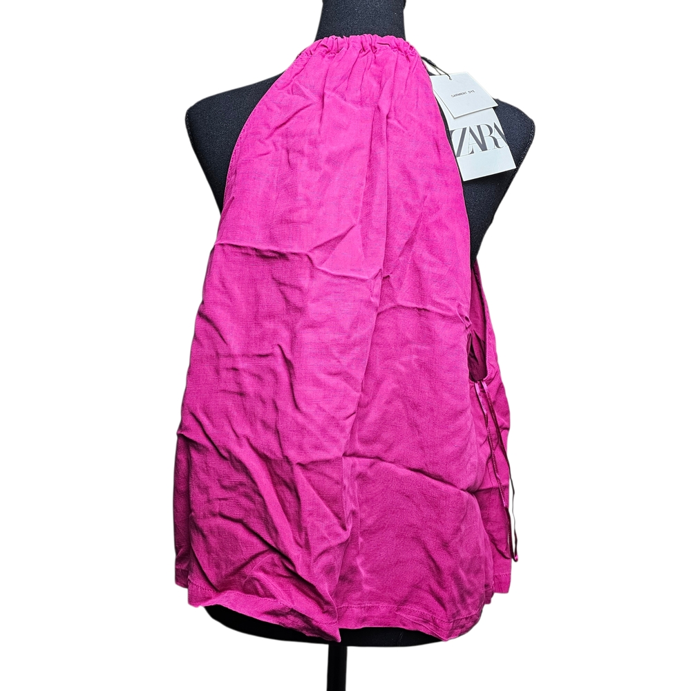 Zara Linen Fuchsia Halter Top - Picture 9 of 10